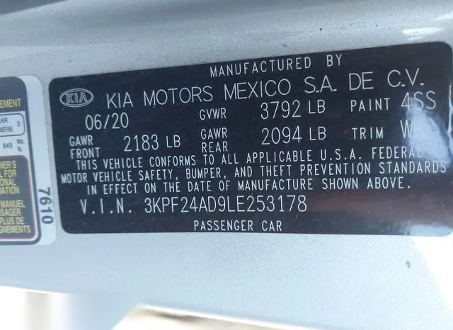 3KPF24AD9LE253178 2020 2020 KIA Forte- Lxs 9