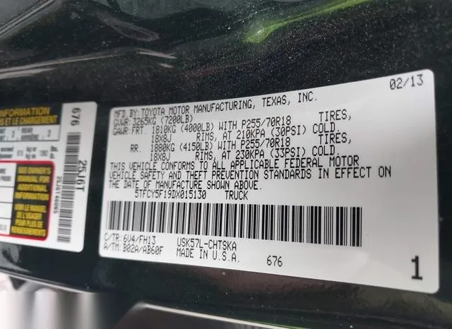 5TFCY5F19DX015130 2013 2013 Toyota Tundra- Grade 5-7L V8 9