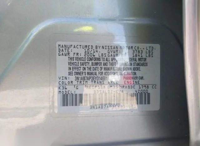 3N1AB7AP3EY314681 2014 2014 Nissan Sentra- SV 9