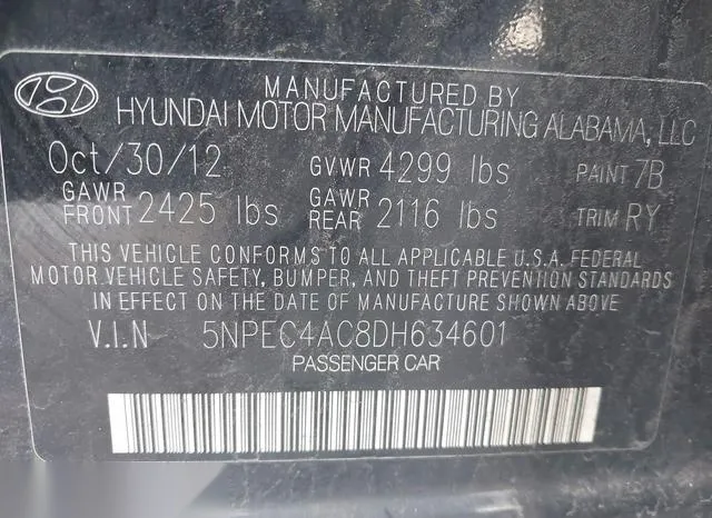 5NPEC4AC8DH634601 2013 2013 Hyundai Sonata- SE 9