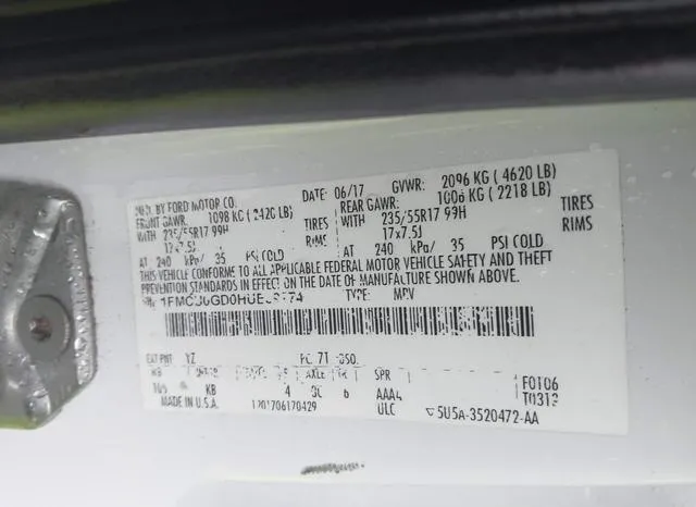 1FMCU0GD0HUE39774 2017 2017 Ford Escape- SE 9