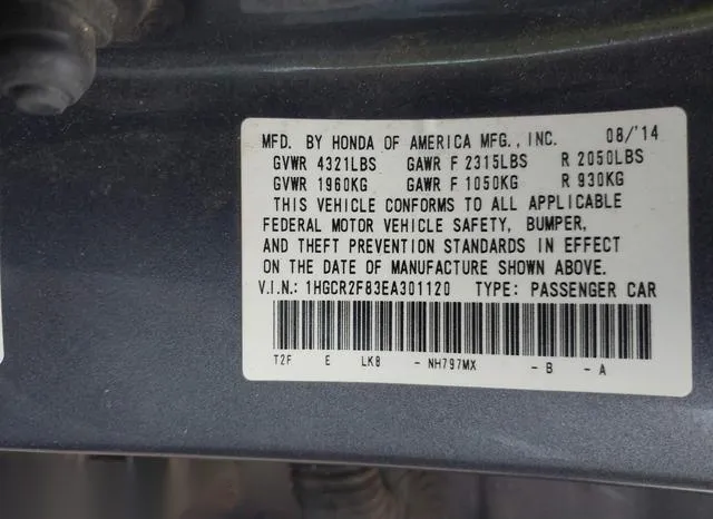 1HGCR2F83EA301120 2014 2014 Honda Accord- Ex-L 9