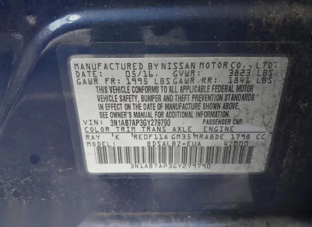 3N1AB7AP3GY279790 2016 2016 Nissan Sentra- S 9