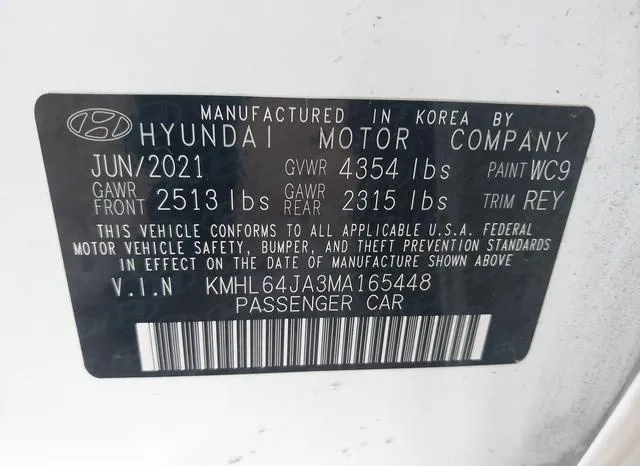 KMHL64JA3MA165448 2021 2021 Hyundai Sonata- Sel 9