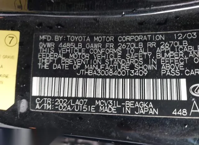 JTHBA30G840013409 2004 2004 Lexus ES- 330 9