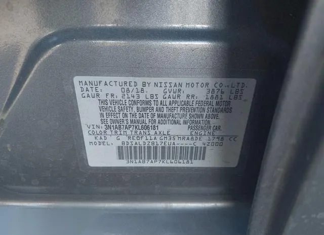 3N1AB7AP7KL606181 2019 2019 Nissan Sentra- SV 9