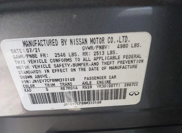 JN1EV7CP8NM310148 2022 2022 Infiniti Q50- Sensory 9