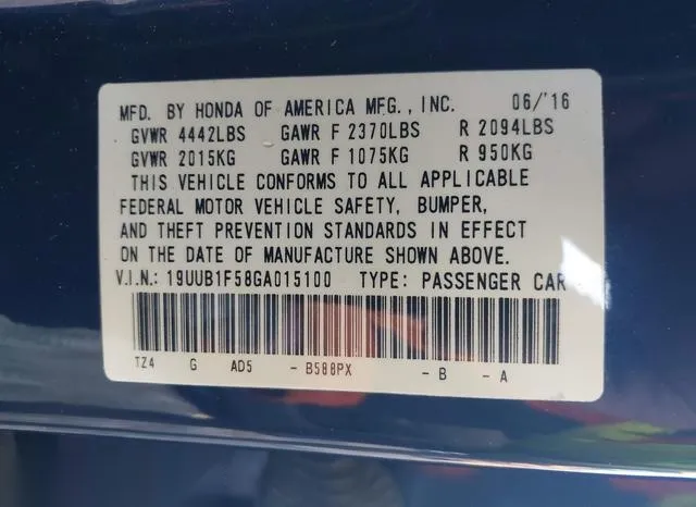 19UUB1F58GA015100 2016 2016 Acura TLX- Tech 9