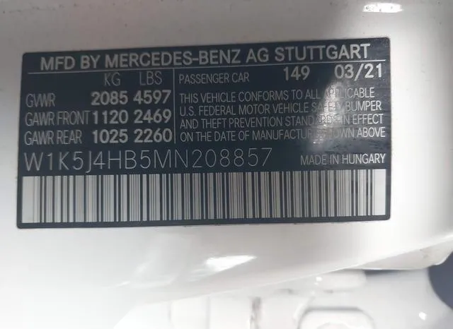 W1K5J4HB5MN208857 2021 2021 Mercedes-Benz CLA 250- 4Matic 9