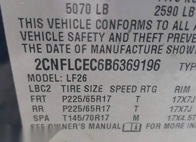 2CNFLCEC6B6369196 2011 2011 Chevrolet Equinox- LS 9