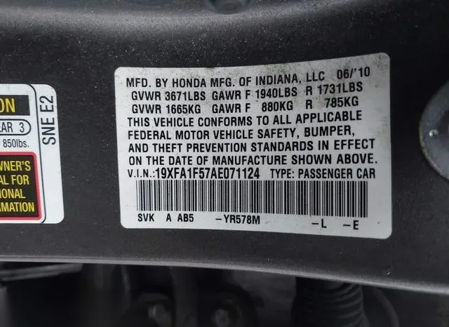 19XFA1F57AE071124 2010 2010 Honda Civic- LX 9