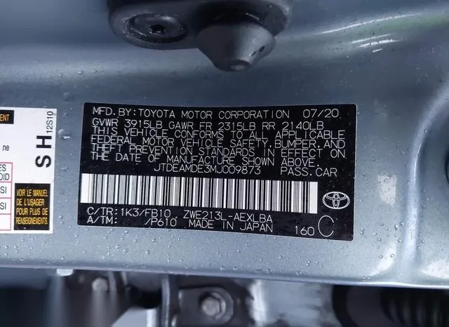 JTDEAMDE3MJ009873 2021 2021 Toyota Corolla- Hybrid Le 9