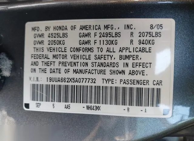 19UUA662X5A077732 2005 2005 Acura TL 9