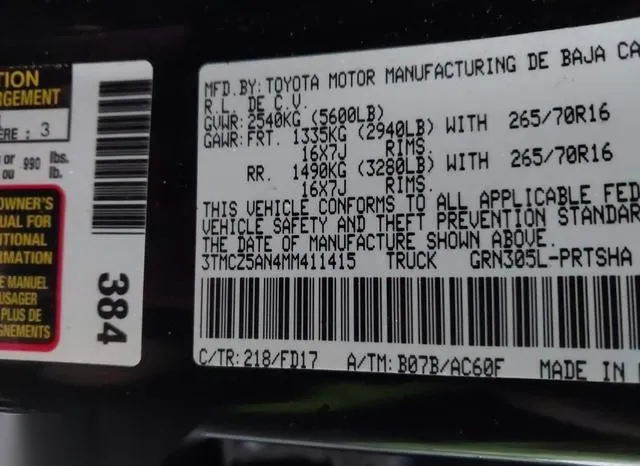 3TMCZ5AN4MM411415 2021 2021 Toyota Tacoma- Trd Off-Road 9