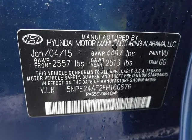 5NPE24AF2FH160676 2015 2015 Hyundai Sonata- SE 9