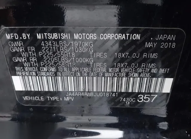 JA4AR4AW8JU018741 2018 2018 Mitsubishi Outlander- Sport 2-4 9