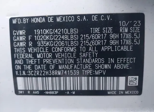 3CZRZ2H38RM741539 2024 2024 Honda HR-V- Awd Lx 9