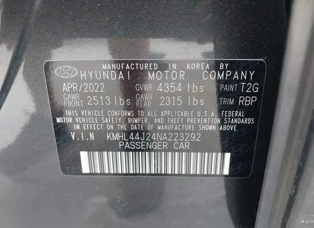 KMHL44J24NA223292 2022 2022 Hyundai Sonata- Sel Plus 9