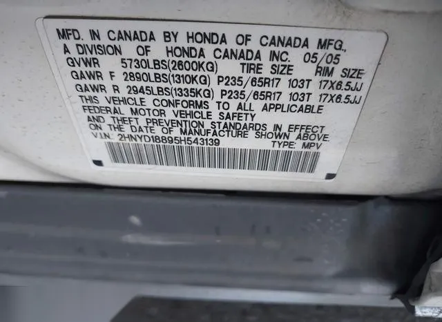 2HNYD18895H543139 2005 2005 Acura MDX 9