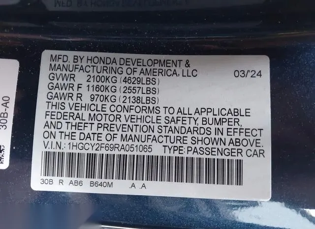 1HGCY2F69RA051065 2024 2024 Honda Accord- Hybrid Ex-L 9