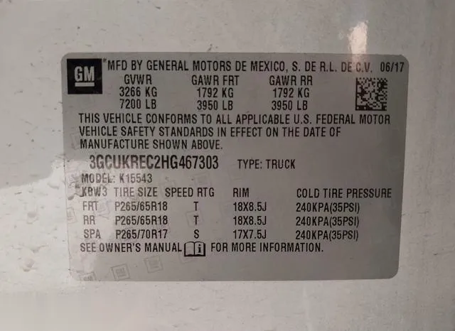 3GCUKREC2HG467303 2017 2017 Chevrolet Silverado 1500- 2LT 9