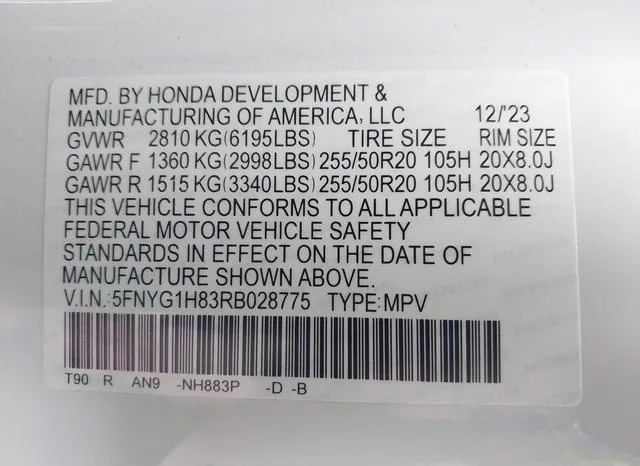 5FNYG1H83RB028775 2024 2024 Honda Pilot- Elite 9