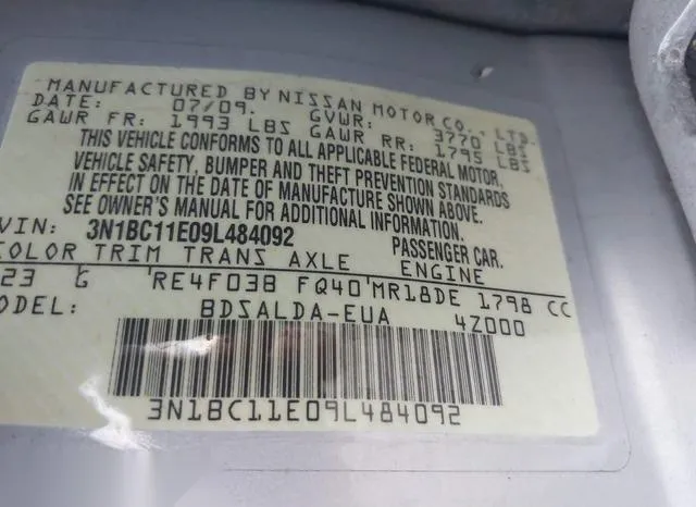 3N1BC11E09L484092 2009 2009 Nissan Versa- 1-8S 9