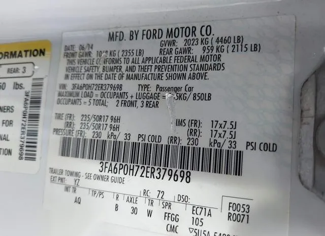 3FA6P0H72ER379698 2014 2014 Ford Fusion- SE 9