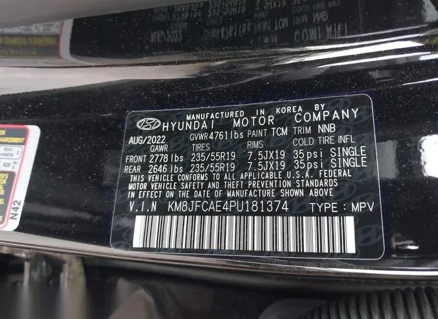 KM8JFCAE4PU181374 2023 2023 Hyundai Tucson- N Line 9