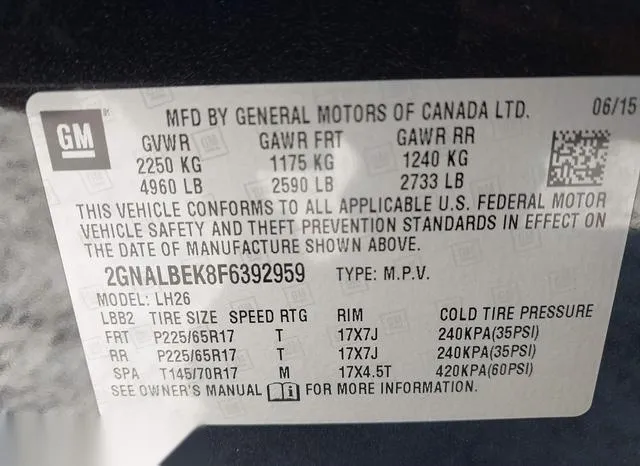 2GNALBEK8F6392959 2015 2015 Chevrolet Equinox- 1LT 9