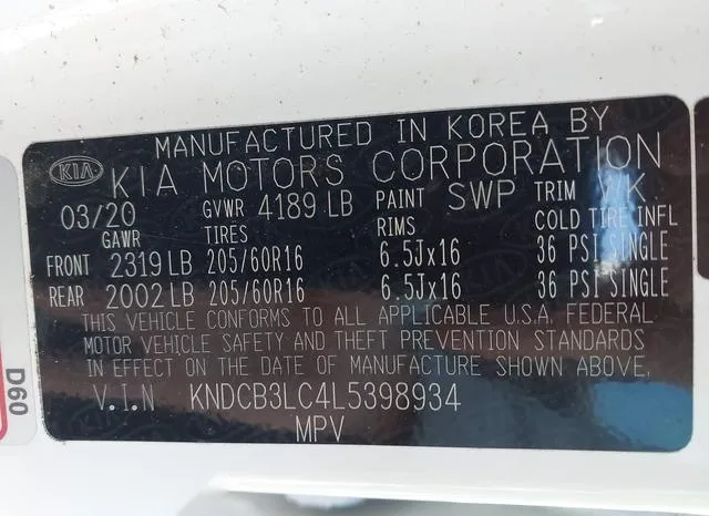 KNDCB3LC4L5398934 2020 2020 KIA Niro- Lxs 9