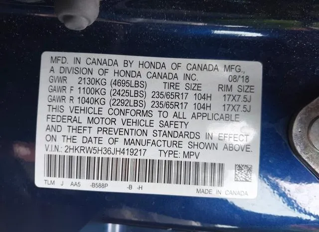 2HKRW5H36JH419217 2018 2018 Honda CR-V- LX 9