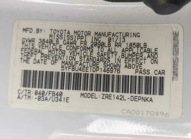 5YFBU4EE1DP146976 2013 2013 Toyota Corolla- LE 9