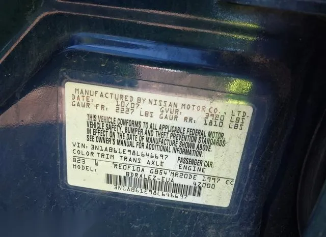 3N1AB61E98L646697 2008 2008 Nissan Sentra- 2-0S 9