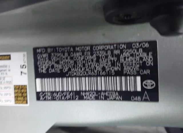 JTDKB20UX63166115 2006 2006 Toyota Prius 9