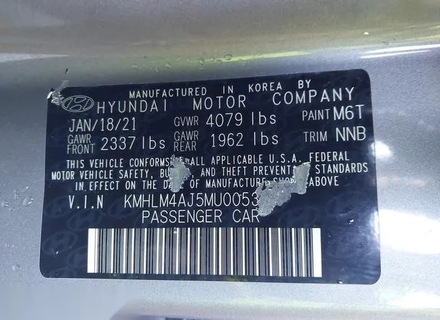 KMHLM4AJ5MU005379 2021 2021 Hyundai Elantra- Hybrid Blue 9