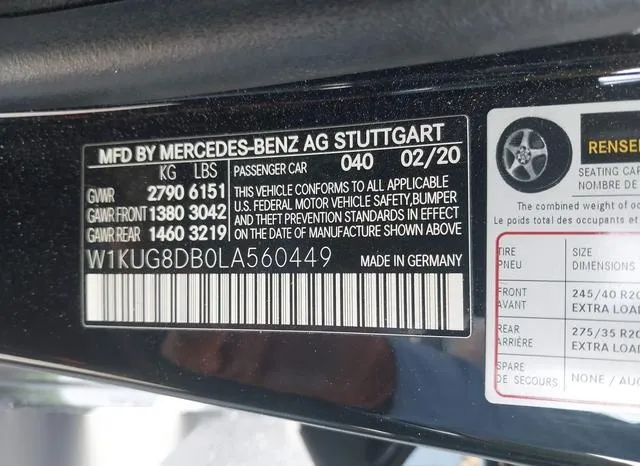 W1KUG8DB0LA560449 2020 2020 Mercedes-Benz S 560 9