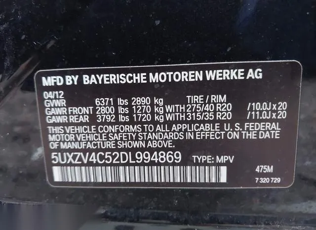 5UXZV4C52DL994869 2013 2013 BMW X5- Xdrive35I/Xdrive35I Pre 9