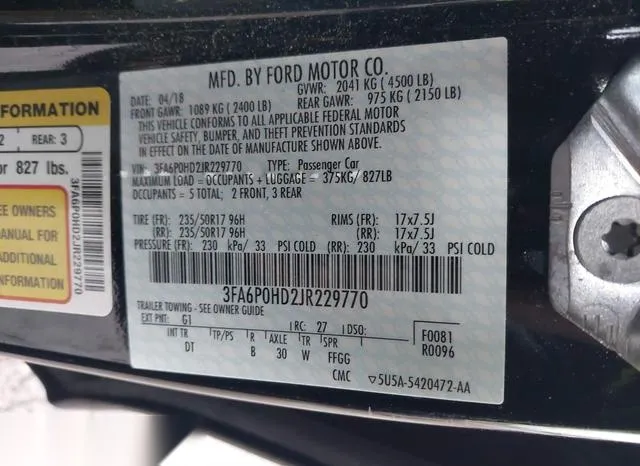 3FA6P0HD2JR229770 2018 2018 Ford Fusion- SE 9