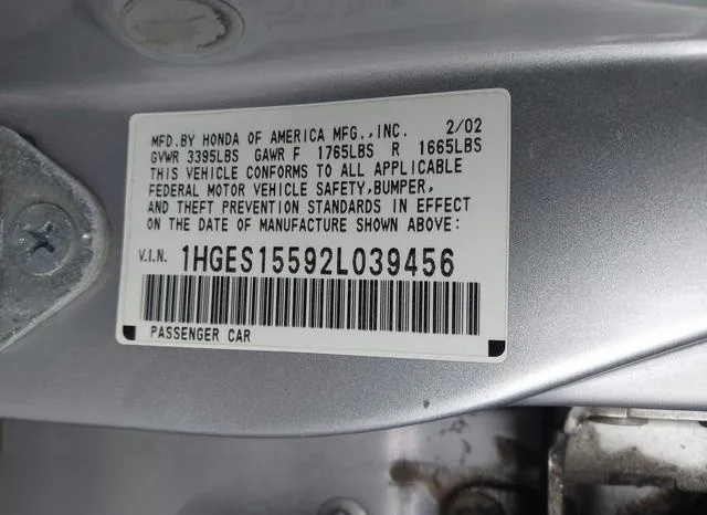 1HGES15592L039456 2002 2002 Honda Civic- LX 9