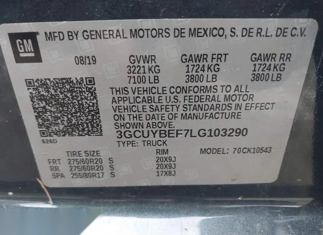 3GCUYBEF7LG103290 2020 2020 Chevrolet Silverado 1500- 4Wd 9