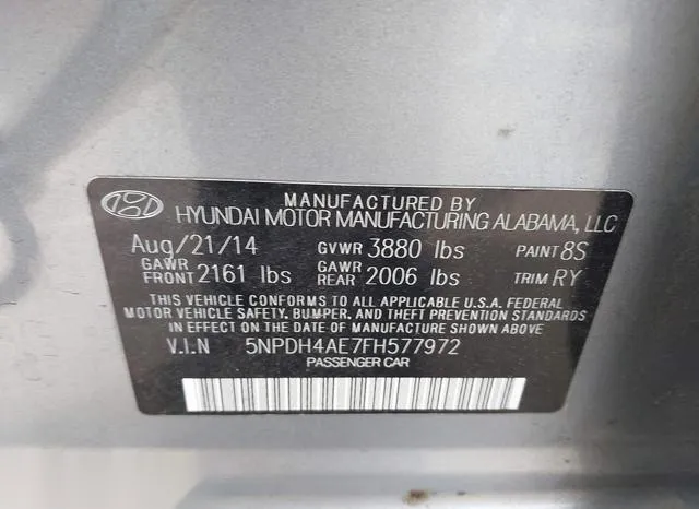 5NPDH4AE7FH577972 2015 2015 Hyundai Elantra- SE 9