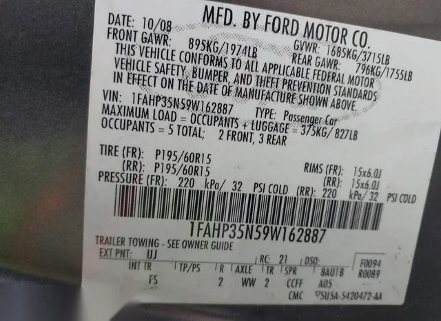 1FAHP35N59W162887 2009 2009 Ford Focus- SE 9