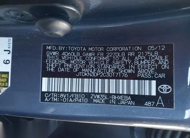 JTDKN3DP2C3017176 2012 2012 Toyota Prius- Plug-In 9