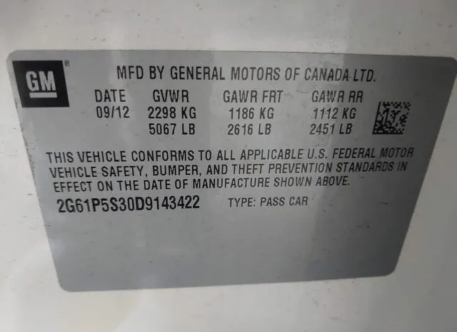 2G61P5S30D9143422 2013 2013 Cadillac XTS- Luxury 9