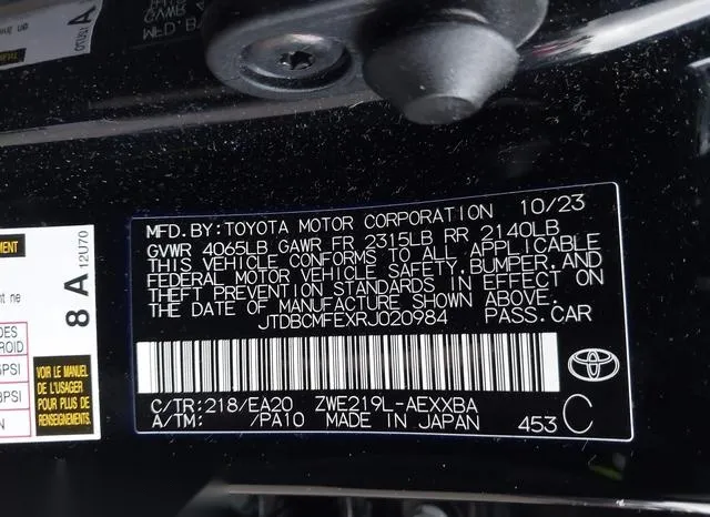 JTDBCMFEXRJ020984 2024 2024 Toyota Corolla- Hybrid Xle 9