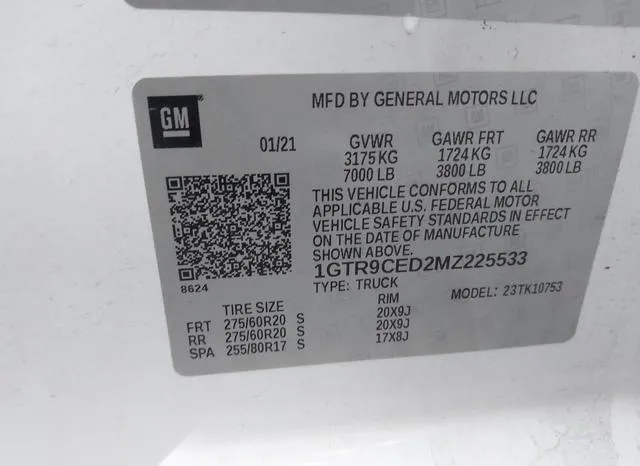 1GTR9CED2MZ225533 2021 2021 GMC Sierra- 1500 4Wd Double Cab 9