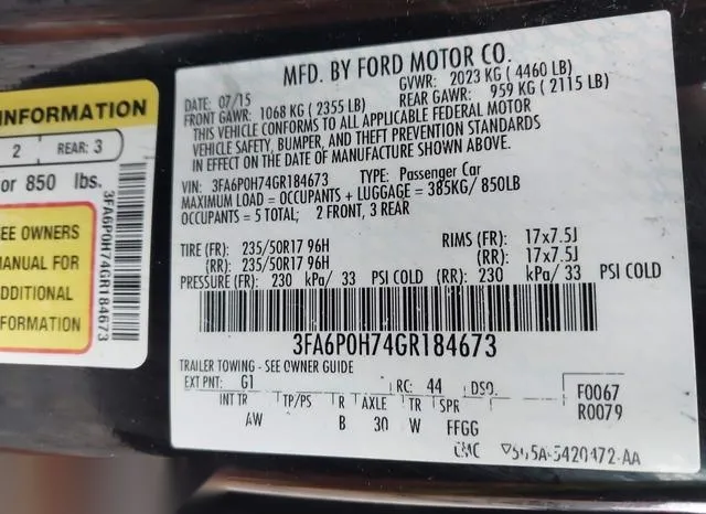 3FA6P0H74GR184673 2016 2016 Ford Fusion- SE 9