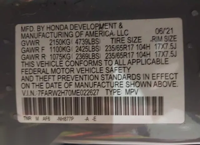 7FARW2H70ME022627 2021 2021 Honda CR-V- Awd Special Edition 9