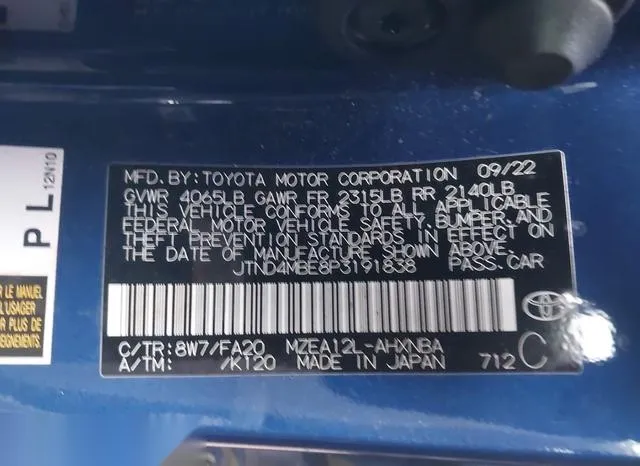 JTND4MBE8P3191838 2023 2023 Toyota Corolla- SE 9